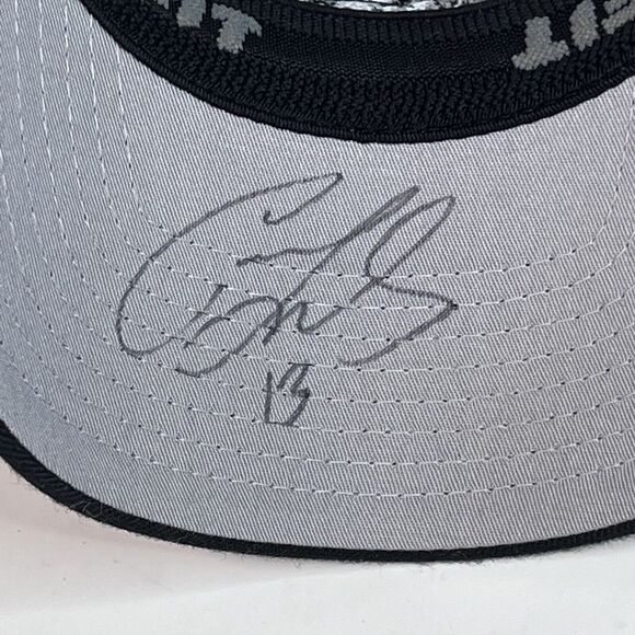 TRUCKER Cap Geico Racing Black & Blue Embroidered Nascar #13 MaxPapis SIGNED Hat - Picture 12 of 14